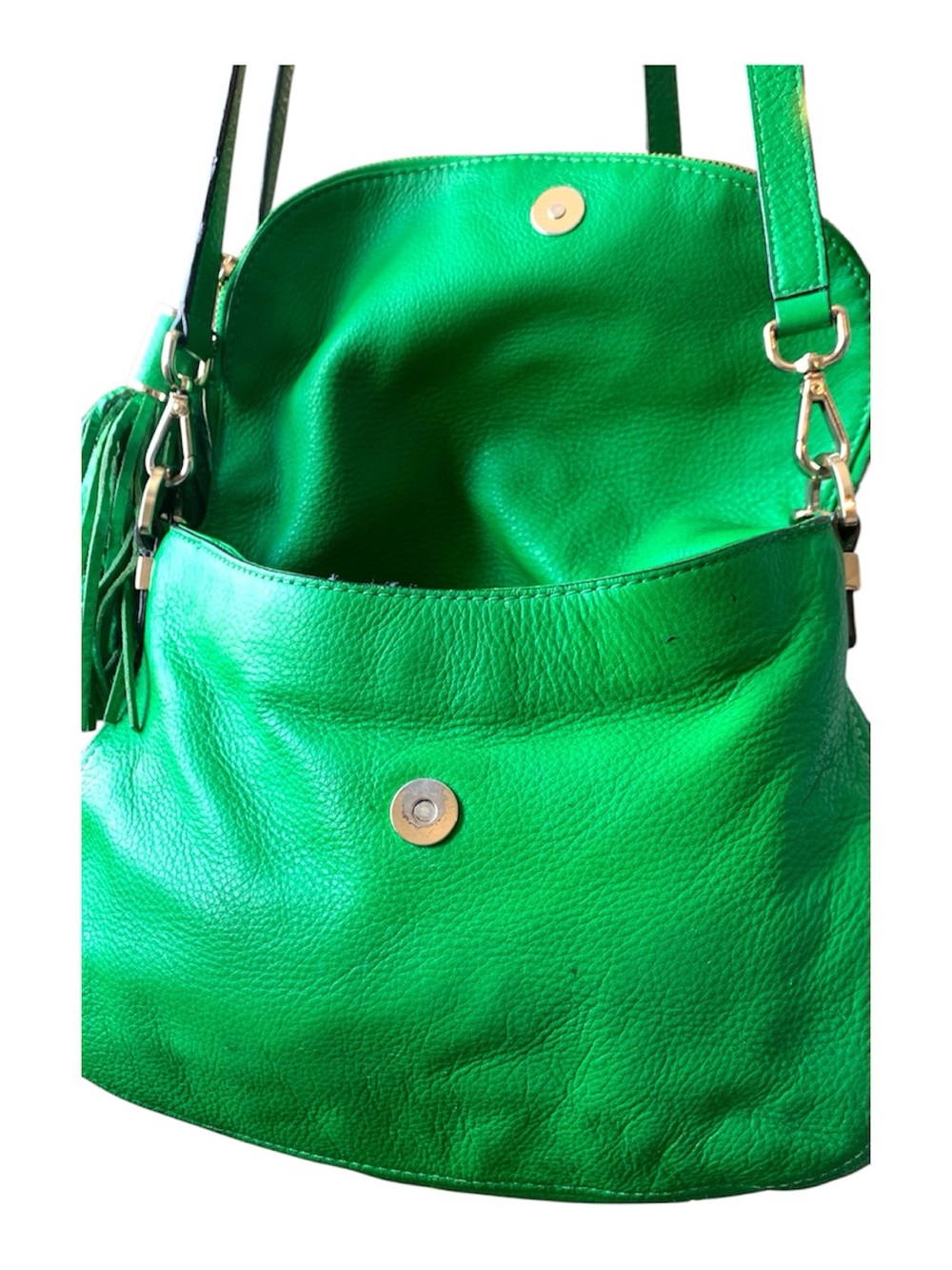 Michael Kors Emerald Green Leather Crossbody with Gold Chain - Picture 5 of 8